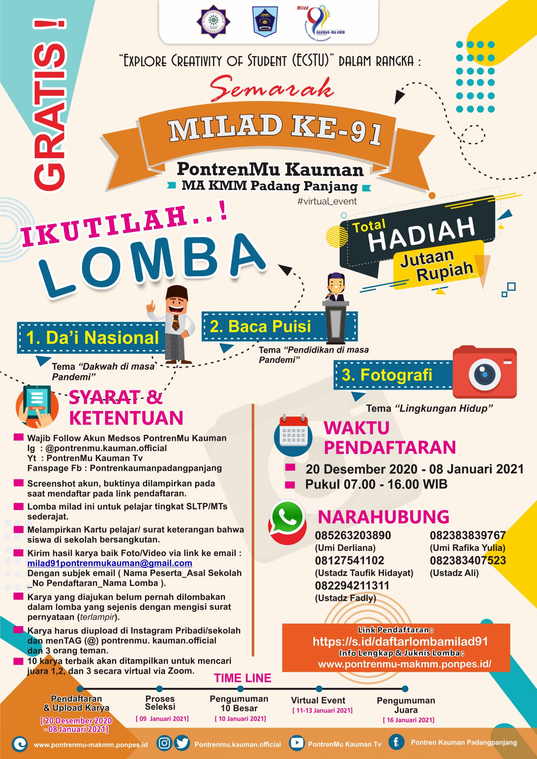 LOMBA DALAM RANGKA MILAD 91 PONTRENMU KAUMAN-MA KMM PADANG PANJANG
