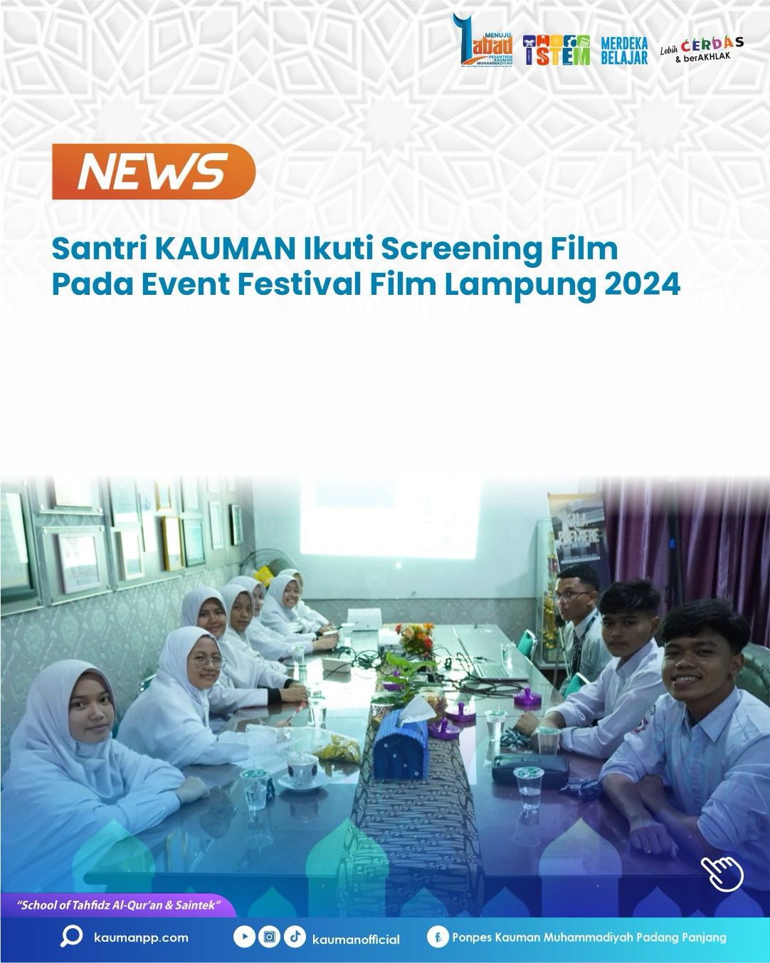 Santri KAUMAN Ikuti Screening FilmPada Event Festival Film Lampung 2024